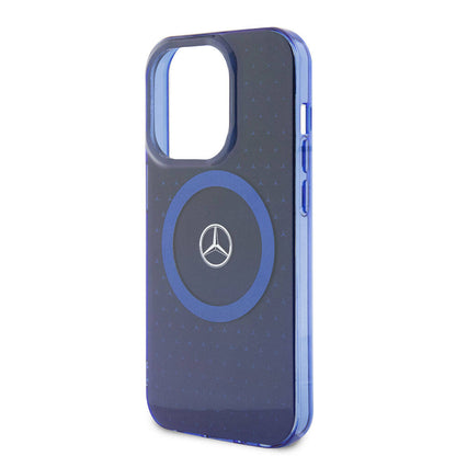iPhone 15 Pro Kılıf Mercedes Benz Orijinal Lisanslı M-safe Şarj Özellikli Çift Katmanlı Mavi Yıldız Desenli Kılıf