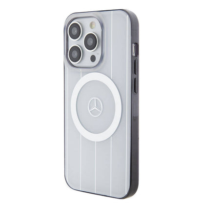 iPhone 15 Pro Kılıf Mercedes Benz Orijinal Lisanslı M-safe Şarj Özellikli Çift Katmanlı Paralel Çizgi Desenli Kılıf