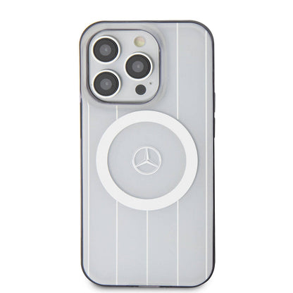 iPhone 15 Pro Kılıf Mercedes Benz Orijinal Lisanslı M-safe Şarj Özellikli Çift Katmanlı Paralel Çizgi Desenli Kılıf