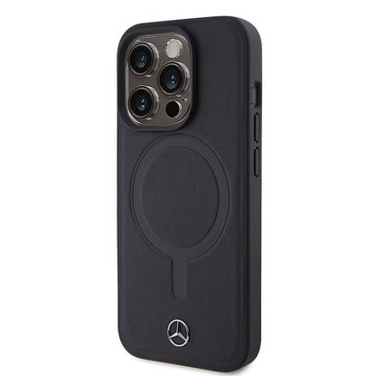 iPhone 15 Pro Kılıf Mercedes Benz M-safe Şarj Özellikli Yumuşak Deri orijinal Lisanslı Kılıf