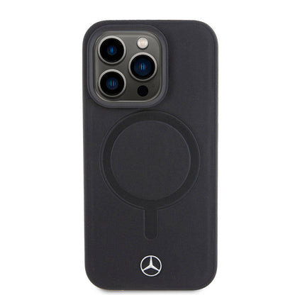 iPhone 15 Pro Kılıf Mercedes Benz M-safe Şarj Özellikli Yumuşak Deri orijinal Lisanslı Kılıf