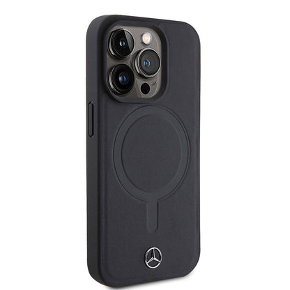 iPhone 15 Pro Kılıf Mercedes Benz M-safe Şarj Özellikli Yumuşak Deri orijinal Lisanslı Kılıf