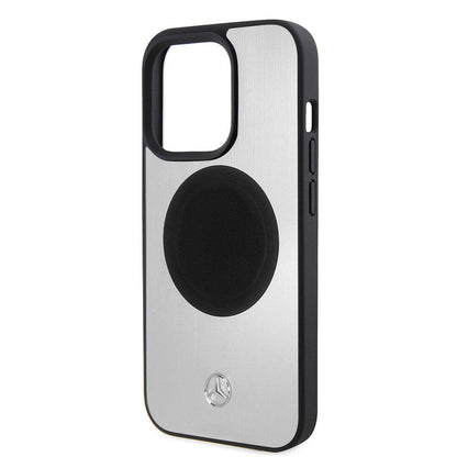 iPhone 15 Pro Kılıf Mercedes Benz orijinal Lisanslı M-safe Şarj Özellikli Alüminyum Arka Yüzey Metal Yıldız Logolu Kılıf