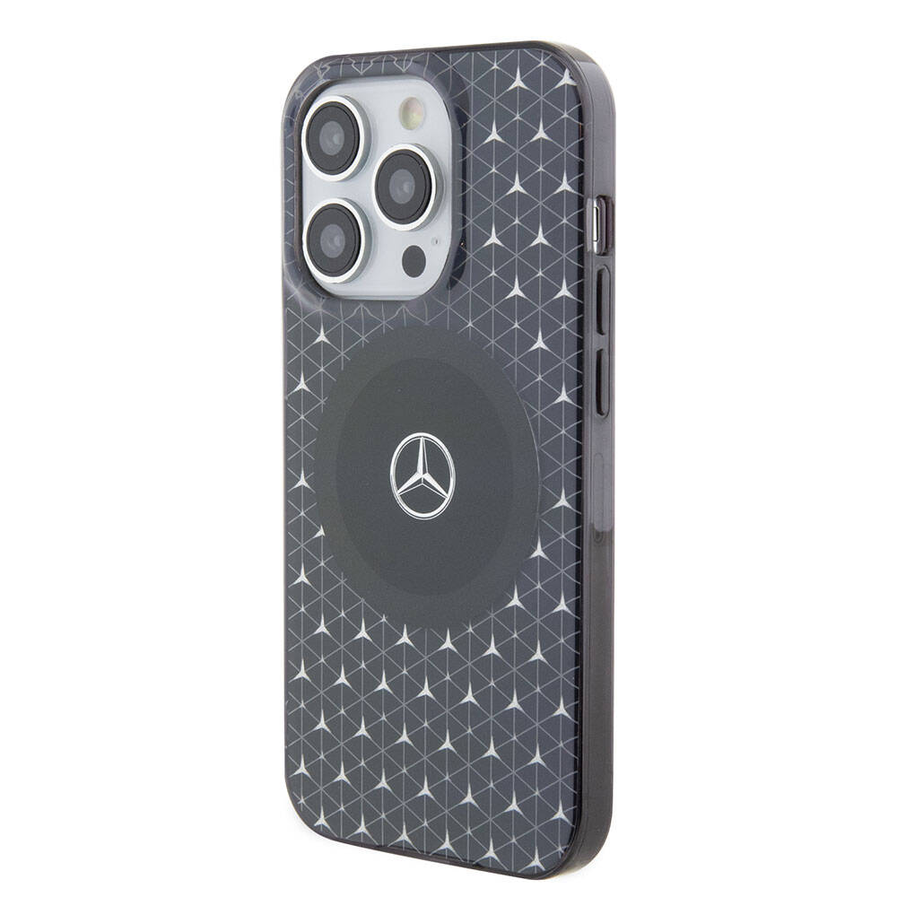 iPhone 15 Pro Kılıf Mercedes Benz orijinal Lisanslı M-safe Şarj Özellikli Çift Katmanlı Mini Yıldız Desenli Kılıf