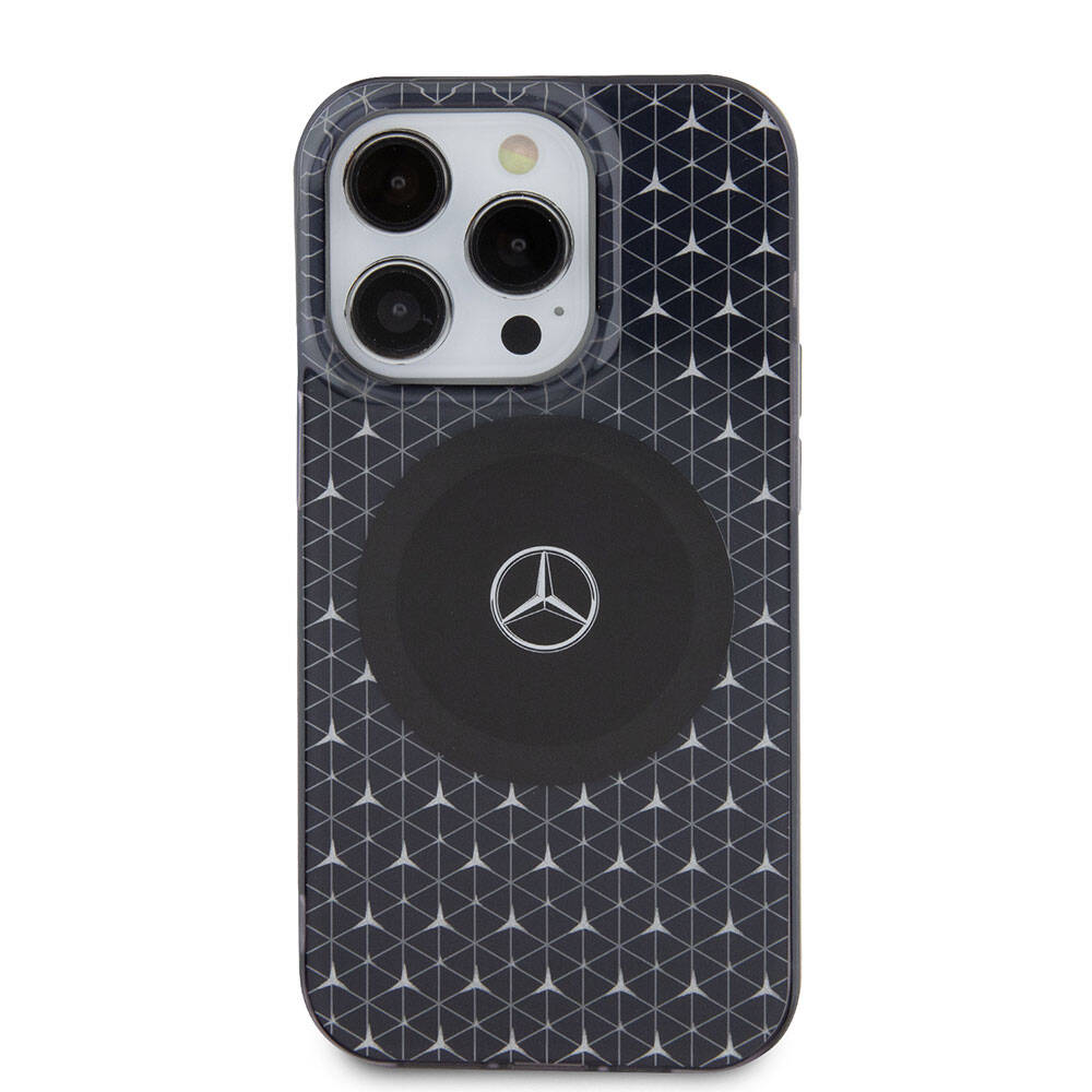 iPhone 15 Pro Kılıf Mercedes Benz orijinal Lisanslı M-safe Şarj Özellikli Çift Katmanlı Mini Yıldız Desenli Kılıf