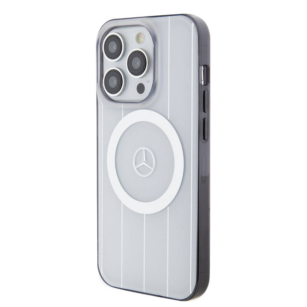 iPhone 15 Pro Kılıf Mercedes Benz orijinal Lisanslı M-safe Şarj Özellikli Çift Katmanlı Paralel Çizgi Desenli Kılıf