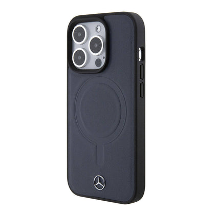 iPhone 15 Pro Kılıf Mercedes Benz orijinal Lisanslı M-safe Şarj Özellikli Metal Yıldız Logolu Pürüzsüz Deri Kılıf