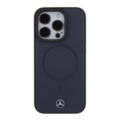 iPhone 15 Pro Kılıf Mercedes Benz orijinal Lisanslı M-safe Şarj Özellikli Metal Yıldız Logolu Pürüzsüz Deri Kılıf