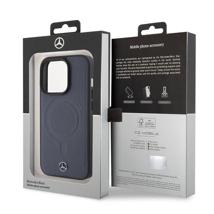 iPhone 15 Pro Kılıf Mercedes Benz orijinal Lisanslı M-safe Şarj Özellikli Metal Yıldız Logolu Pürüzsüz Deri Kılıf