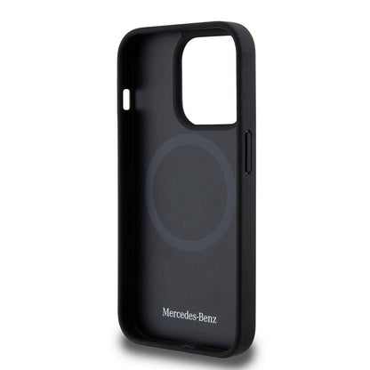 iPhone 15 Pro Kılıf Mercedes Benz orijinal Lisanslı M-safe Şarj Özellikli Mühürlü Yıldız Desenli ve Logolu Deri Kılıf