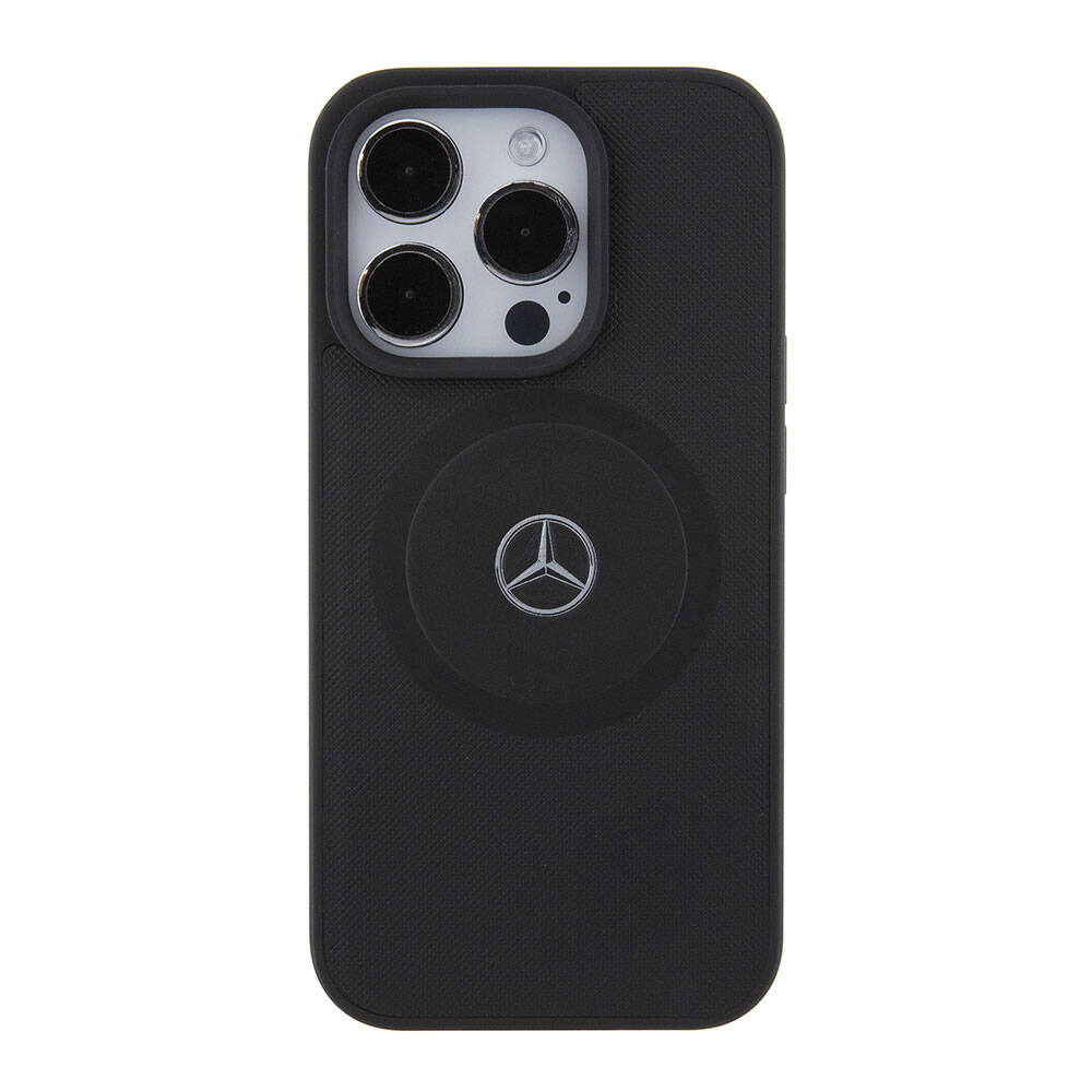 iPhone 15 Pro Kılıf Mercedes Benz orijinal Lisanslı M-safe Şarj Özellikli Pike Desenli Baskı Logolu Deri Kılıf