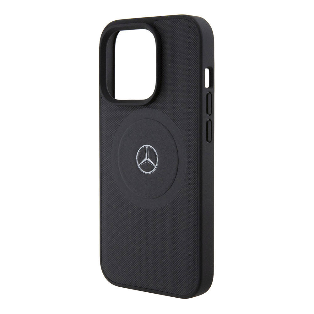iPhone 15 Pro Kılıf Mercedes Benz orijinal Lisanslı M-safe Şarj Özellikli Pike Desenli Baskı Logolu Deri Kılıf