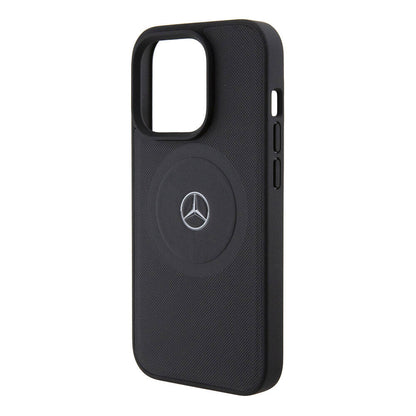iPhone 15 Pro Kılıf Mercedes Benz orijinal Lisanslı M-safe Şarj Özellikli Pike Desenli Baskı Logolu Deri Kılıf