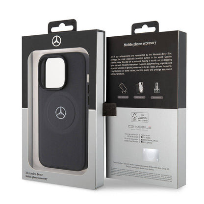 iPhone 15 Pro Kılıf Mercedes Benz orijinal Lisanslı M-safe Şarj Özellikli Pike Desenli Baskı Logolu Deri Kılıf