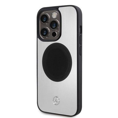 iPhone 15 Pro Kılıf Mercedes Benz OrijinalLisanslı M-safe Şarj Özellikli Alüminyum Arka Yüzey Metal Yıldız Logolu Kılıf