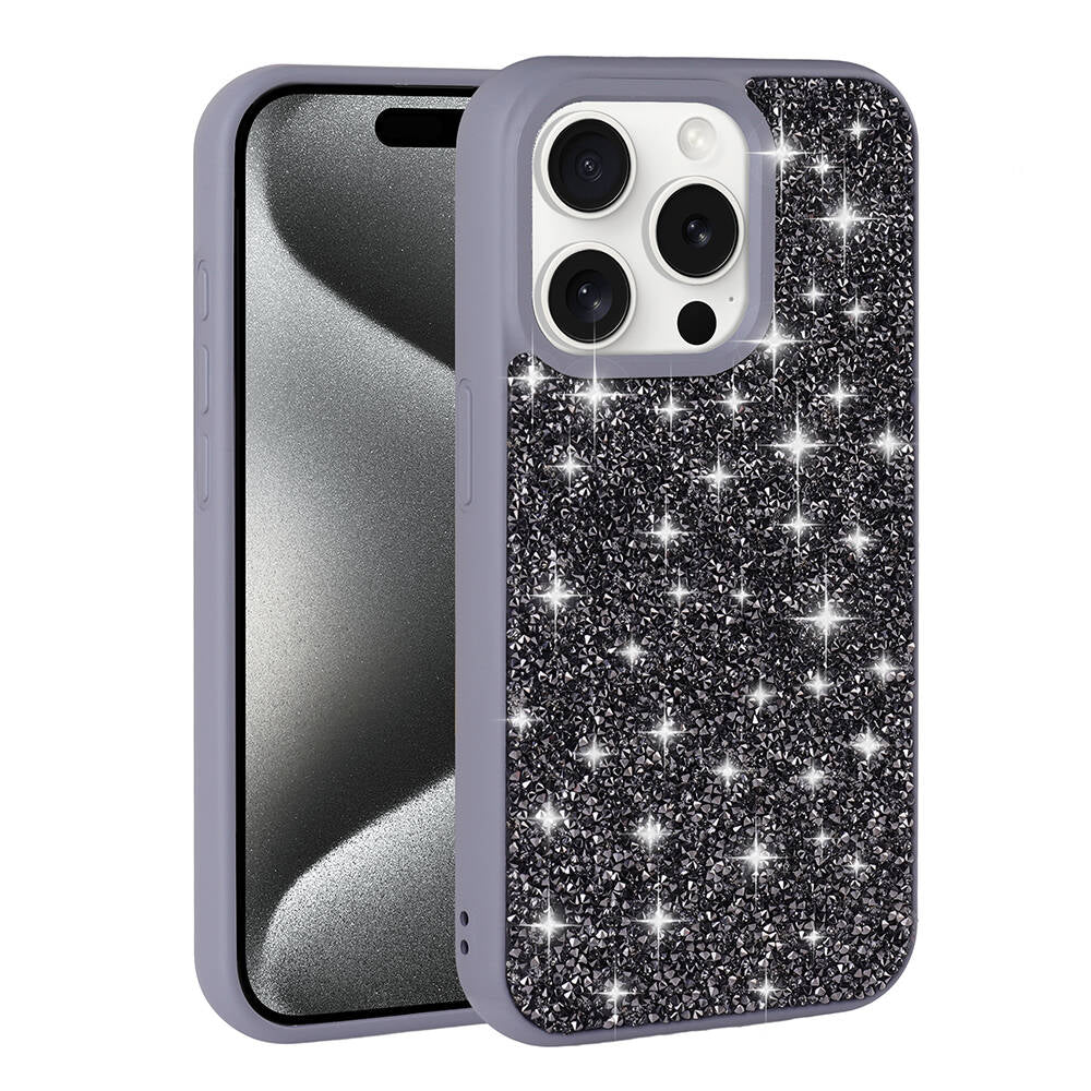 iPhone 15 Pro Kılıf Parlak Taşlı Tasarım Zore Pırlanta Kılıf