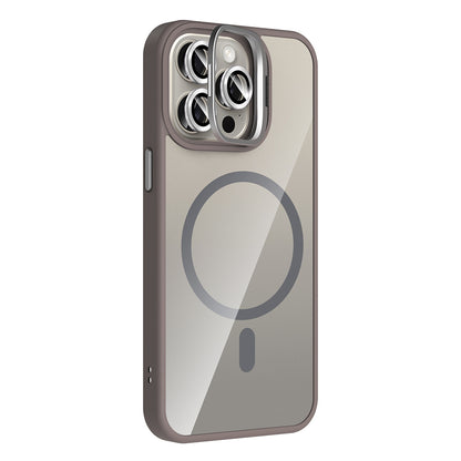 iPhone 15 Pro Kılıf Standlı ve Kamera Lens Hediyeli M-Safe Şarj Özellikli Zore Etro Kılıf
