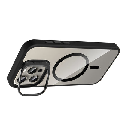 iPhone 15 Pro Kılıf Standlı ve Kamera Lens Hediyeli M-Safe Şarj Özellikli Zore Etro Kılıf