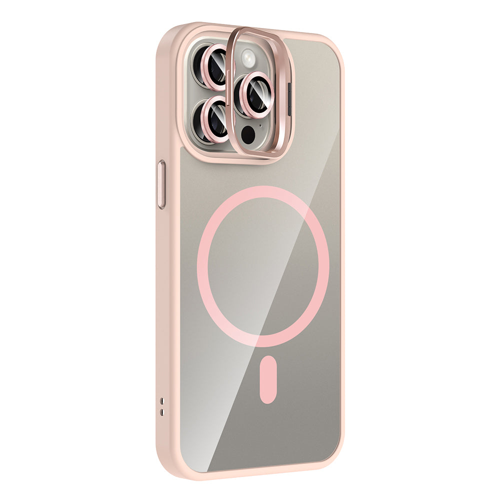 iPhone 15 Pro Kılıf Standlı ve Kamera Lens Hediyeli M-Safe Şarj Özellikli Zore Etro Kılıf