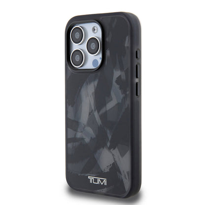 iPhone 15 Pro Kılıf TUMI Orijinal Lisanslı M-safe Şarj Özellikli Buzlanmış Saydam Fırça Kamuflajı Desenli Kılıf