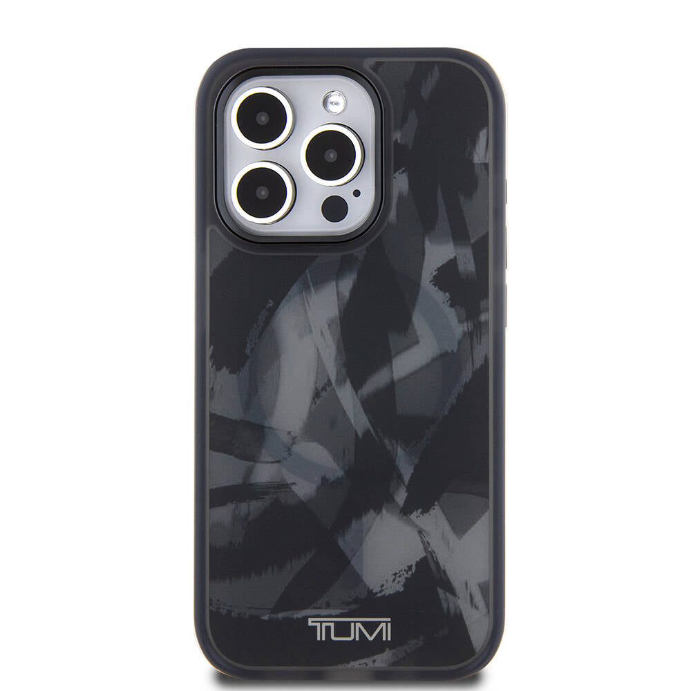 iPhone 15 Pro Kılıf TUMI Orijinal Lisanslı M-safe Şarj Özellikli Buzlanmış Saydam Fırça Kamuflajı Desenli Kılıf