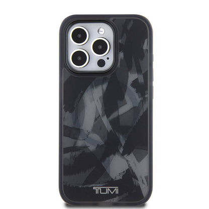 iPhone 15 Pro Kılıf TUMI Orijinal Lisanslı M-safe Şarj Özellikli Buzlanmış Saydam Fırça Kamuflajı Desenli Kılıf