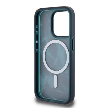 iPhone 15 Pro Kılıf TUMI Orijinal Lisanslı M-safe Şarj Özellikli Buzlanmış Saydam Fırça Kamuflajı Desenli Kılıf