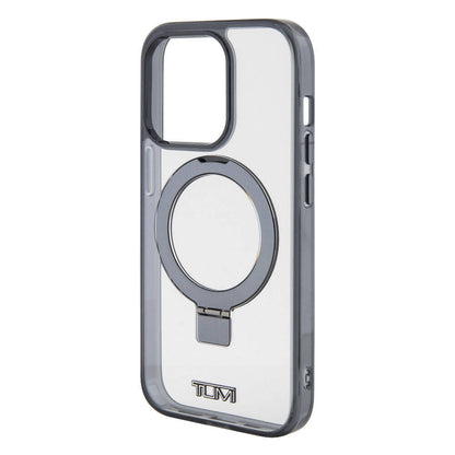 iPhone 15 Pro Kılıf TUMI Orijinal Lisanslı M-safe Şarj Özellikli Metal Logolu Ring Standlı Silikon Kılıf