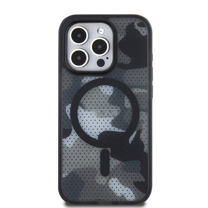 iPhone 15 Pro Kılıf TUMI orijinal Lisanslı M-safe Şarj Özellikli Buzlanmış Saydam Ağ Kamuflajı Desenli Kılıf
