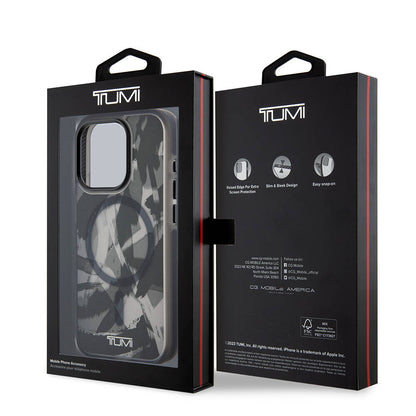 iPhone 15 Pro Kılıf TUMI orijinal Lisanslı M-safe Şarj Özellikli Buzlanmış Saydam Fırça Kamuflajı Desenli Kılıf