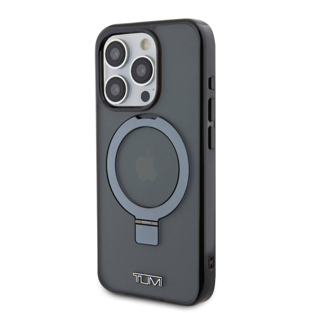 iPhone 15 Pro Kılıf TUMI orijinal Lisanslı M-safe Şarj Özellikli PC TPU Metal Logolu Ring Standlı Kılıf