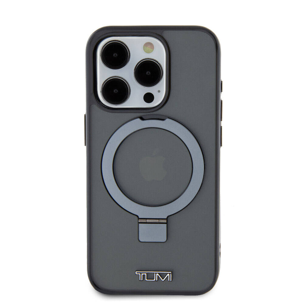 iPhone 15 Pro Kılıf TUMI orijinal Lisanslı M-safe Şarj Özellikli PC TPU Metal Logolu Ring Standlı Kılıf