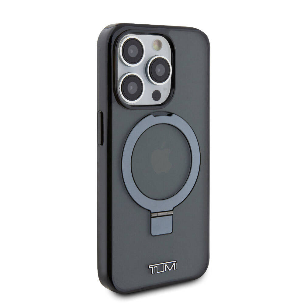 iPhone 15 Pro Kılıf TUMI orijinal Lisanslı M-safe Şarj Özellikli PC TPU Metal Logolu Ring Standlı Kılıf