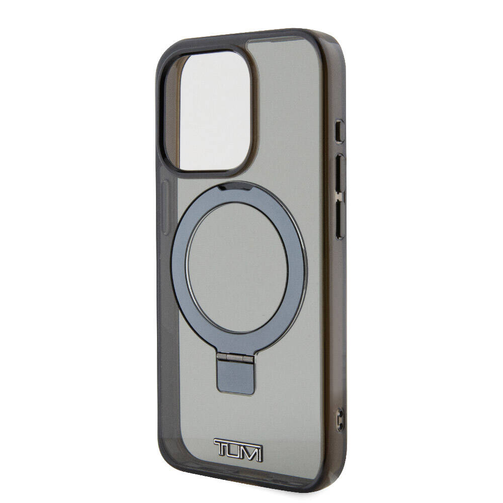 iPhone 15 Pro Kılıf TUMI orijinal Lisanslı M-safe Şarj Özellikli PC TPU Metal Logolu Ring Standlı Kılıf