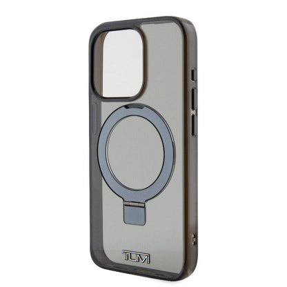 iPhone 15 Pro Kılıf TUMI orijinal Lisanslı M-safe Şarj Özellikli PC TPU Metal Logolu Ring Standlı Kılıf