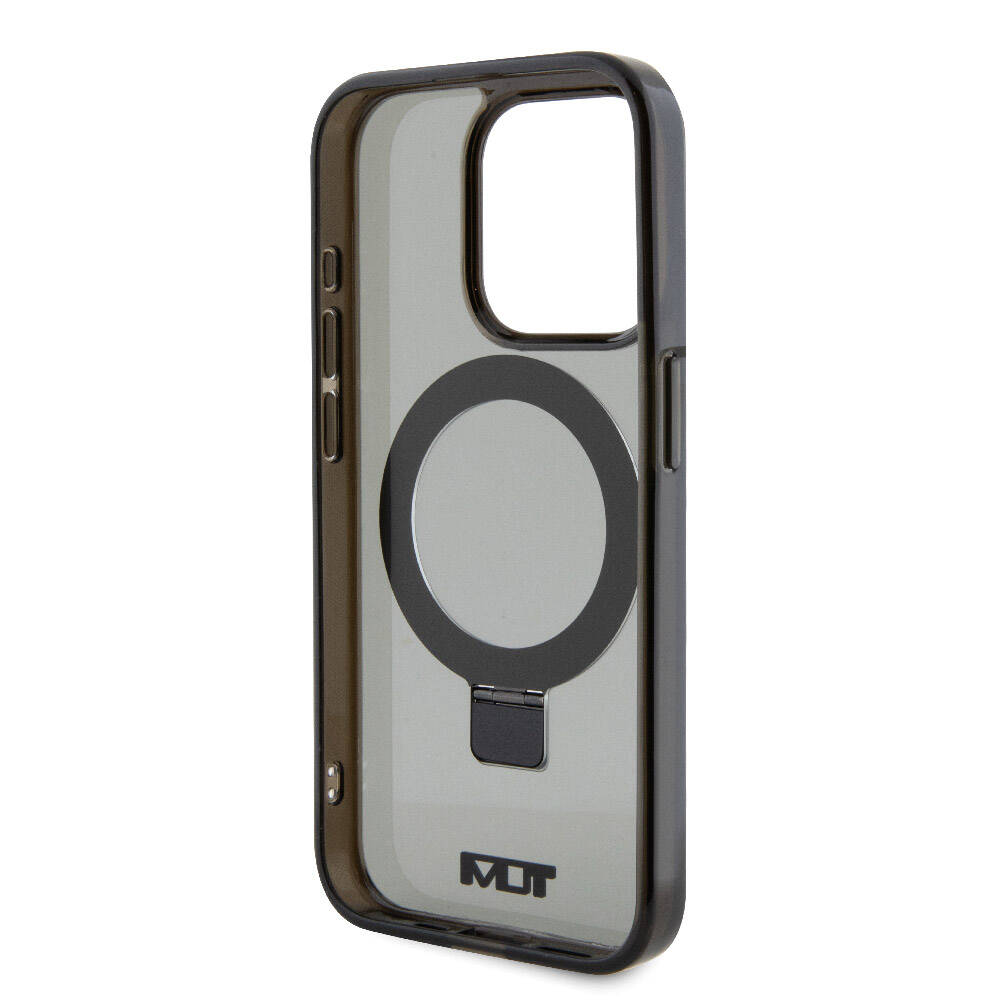 iPhone 15 Pro Kılıf TUMI orijinal Lisanslı M-safe Şarj Özellikli PC TPU Metal Logolu Ring Standlı Kılıf