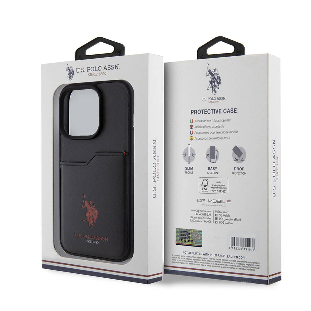 iPhone 15 Pro Kılıf U.S. Polo Assn. Orijinal Lisanslı Baskı Logolu PU Kartlıklı Kılıf