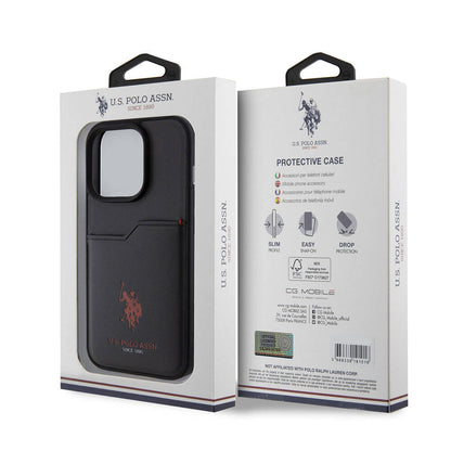 iPhone 15 Pro Kılıf U.S. Polo Assn. Orijinal Lisanslı Baskı Logolu PU Kartlıklı Kılıf
