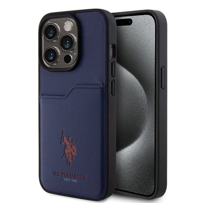 iPhone 15 Pro Kılıf U.S. Polo Assn. Orijinal Lisanslı Baskı Logolu PU Kartlıklı Kılıf