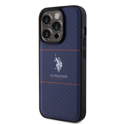 iPhone 15 Pro Kılıf U.S. Polo Assn. Orijinal Lisanslı Deri Şeritli Logo Dizayn Kılıf