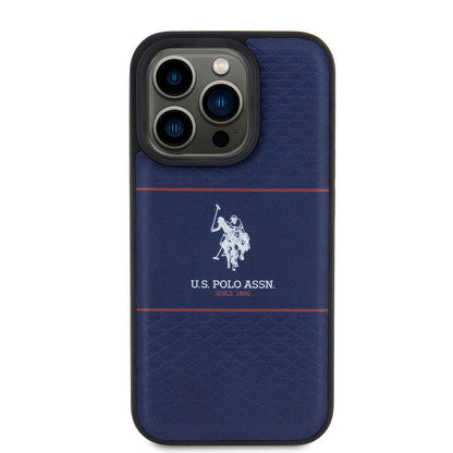 iPhone 15 Pro Kılıf U.S. Polo Assn. Orijinal Lisanslı Deri Şeritli Logo Dizayn Kılıf