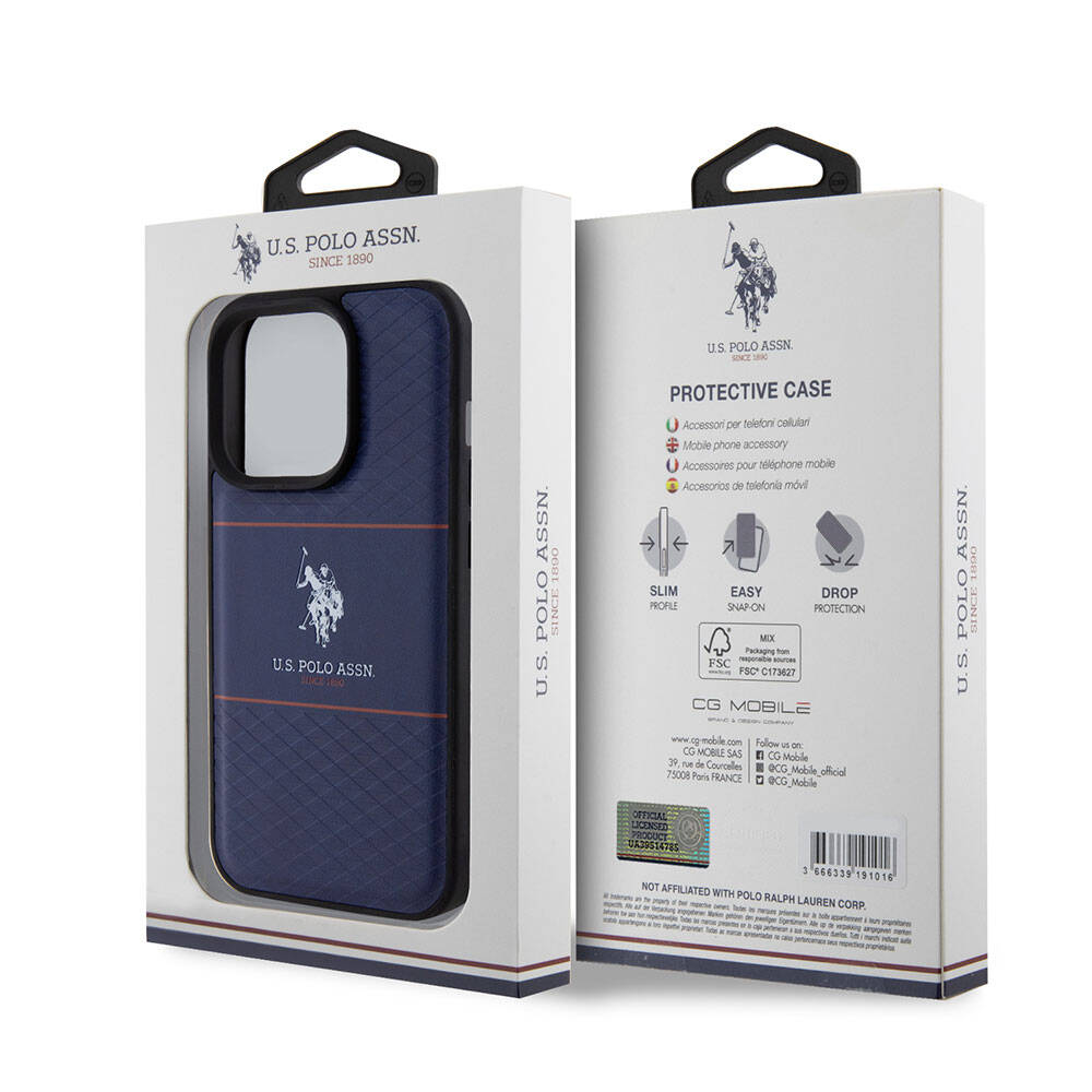 iPhone 15 Pro Kılıf U.S. Polo Assn. Orijinal Lisanslı Deri Şeritli Logo Dizayn Kılıf