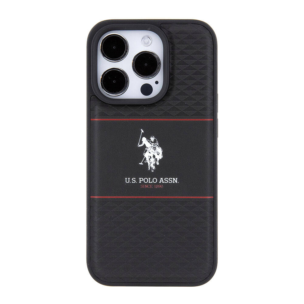 iPhone 15 Pro Kılıf U.S. Polo Assn. Orijinal Lisanslı Deri Şeritli Logo Dizayn Kılıf