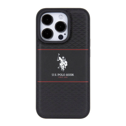 iPhone 15 Pro Kılıf U.S. Polo Assn. Orijinal Lisanslı Deri Şeritli Logo Dizayn Kılıf