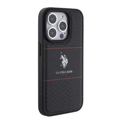 iPhone 15 Pro Kılıf U.S. Polo Assn. Orijinal Lisanslı Deri Şeritli Logo Dizayn Kılıf