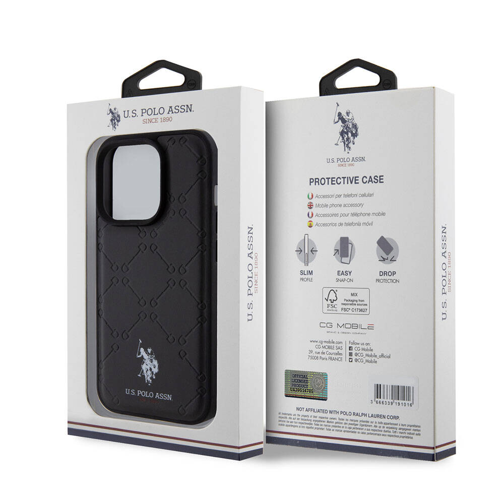 iPhone 15 Pro Kılıf U.S. Polo Assn. Orijinal Lisanslı HS Desenli Baskı Logolu Suni Deri Kılıf