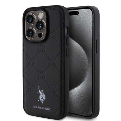 iPhone 15 Pro Kılıf U.S. Polo Assn. Orijinal Lisanslı HS Desenli Baskı Logolu Suni Deri Kılıf