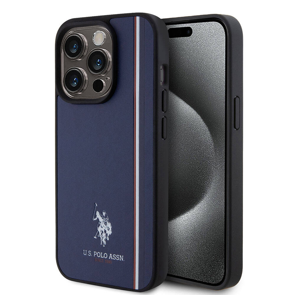 iPhone 15 Pro Kılıf U.S. Polo Assn. Orijinal Lisanslı Üç Renk Şerit Tasarımlı Baskı Logolu Kılıf