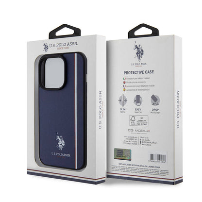 iPhone 15 Pro Kılıf U.S. Polo Assn. Orijinal Lisanslı Üç Renk Şerit Tasarımlı Baskı Logolu Kılıf