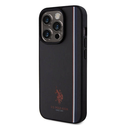 iPhone 15 Pro Kılıf U.S. Polo Assn. Orijinal Lisanslı Üç Renk Şerit Tasarımlı Baskı Logolu Kılıf